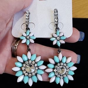 New. Elegant blue crystal rhinestone earrings